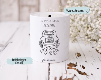 Personalisierte Sparose mit Namen & Datum – Geschenk für Paare, Hochzeit – Minimal Design. Geldgeschenk Hochzeit, Geschenkidee Brautpaar