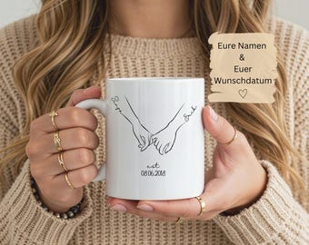 Ich liebe Dich Geschenk, personalisierte Tasse, Geschenk für Paare, Valentinstag Hochzeit Jahrestag, Pärchentassen mit Namen, Wunschgravur
