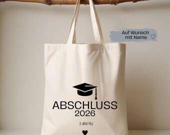 Abi in der Tasche Stofftasche, Geschenk Abitur geschafft, Schule Abschluss, Jutebeutel Personalisiert Name Jahr, Schulabschluss, Start Uni