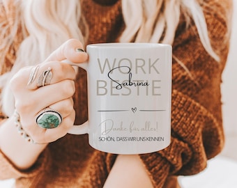 Personalized Work Bestie Mug, Custom Colleague Gift, Tasse beste Kollegin, Wunschnamen, Bürotasse Geschenkidee