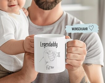 Personalisierte Tasse für Papa / Mit Namen und Geburtsjahr Kinder / Vatertagsgeschenk / Geschenkset für Vater Baby / Papa Tasse mit Gravur