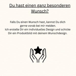 May include: Cream-coloured background with black text and a graphic of hands holding a star. The text reads, "Do you have a very special wish?" and explains the custom design process.