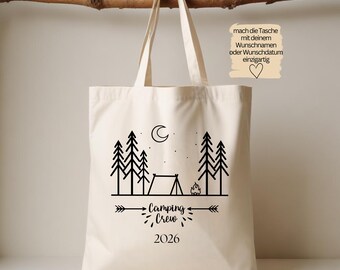 Jutetasche „CAMPING“ , personalisiertes Geschenk für Camper,Tasche für den Campingplatz - personalisierte Tasche, Outdoor Urlaub Tasche
