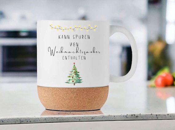 Tasse Weihnachten, Weihnachtstasse mit Kork, Weihnachtsgeschenk, Wichtelgeschenk Weihnachtszauber ,Becher to Go mit Korkboden, Geschenkidee