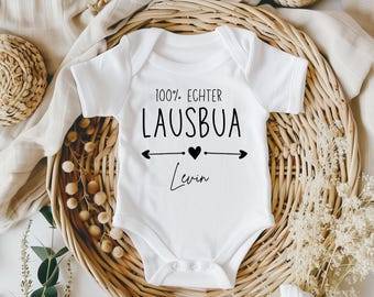 Babybody Lausbua, personalisierter Babybody, kurzarm, Wickelbody mit Name, Geschenk zur Geburt, Taufgeschenk, Body Suits, Baumwolle, Junge