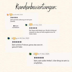 May include: Image of customer reviews in German. The reviews are displayed on a light beige background with the heading "Kundenbewertungen". Each review includes a star rating and a short comment. The reviews are dated from December 2025 to March 2026.