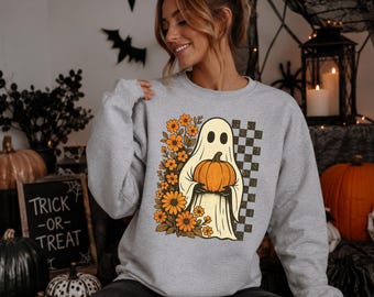 Halloween Pullover Damen, Pullover für den Herbst,Halloween Geschenke,Sweatshirts Halloween,Halloween Party,Trick or Treat,Halloween T-Shirt