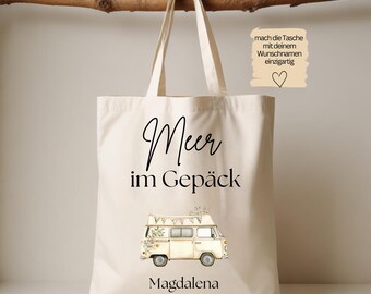 Jutetasche „CAMPING“ , personalisiertes Geschenk für Camper,Tasche für den Campingplatz - personalisierte Tasche, Outdoor Urlaub Tasche