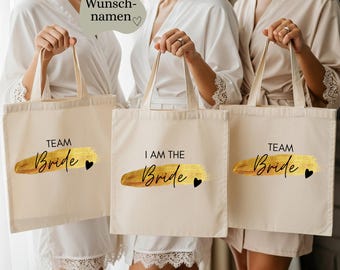 JGA Frauen Tasche, Junggesellenabschied Frau Beutel, Braut Jutetasche, Jungesellinnenabschied Deko, Accessoires JGA, Bride to be, Team Bride