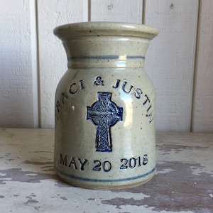 New Celtic Cross logo for Irish or Scottish weddings! Personalized Stoneware Marriage Crock