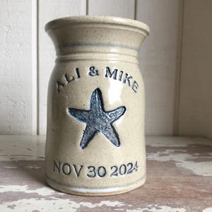 Beachlover Wedding Gift with #Starfish. Life and love is a beach with our #Starfish logo.Personalized Wedding and Anniversary Pottery Gifts