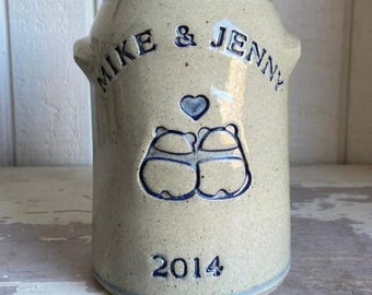 Two Pandas featured on Personalized Stoneware Anniversary Crock