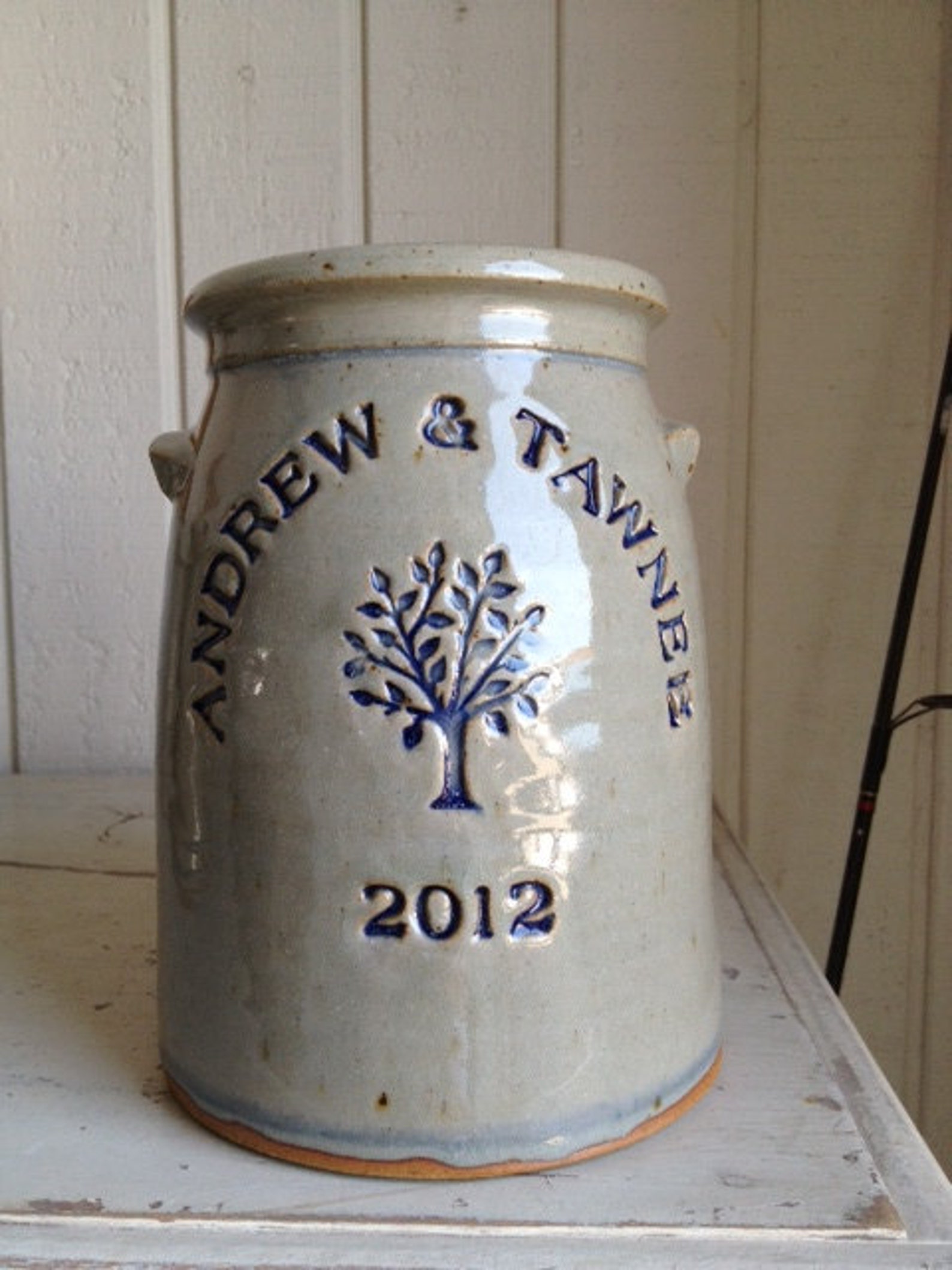 Personalized Stoneware Anniversary Crock image 1.