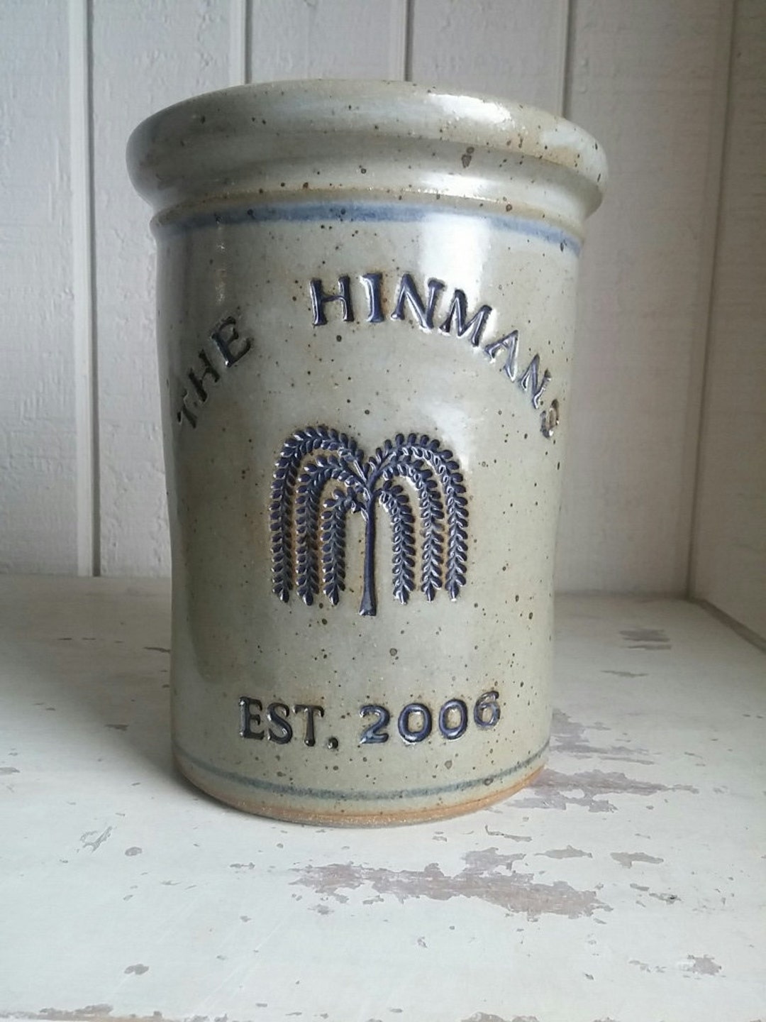 Pottery with Willow Tree logo Personalized Stoneware Wine Cooler-traditional gift