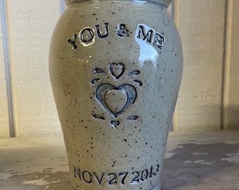 Personalized Stoneware Vase for wedding or anniversary
