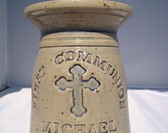 First Communion Personalized Stoneware Pot