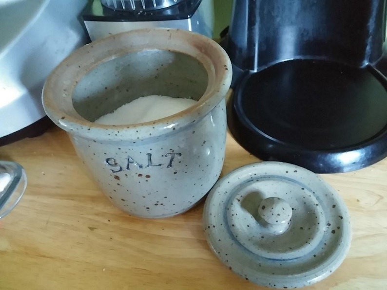 Stoneware Salt Cellar with Lid image 5