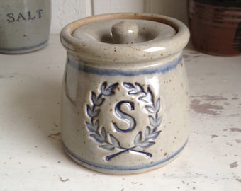 Stoneware Salt Cellar with Lid