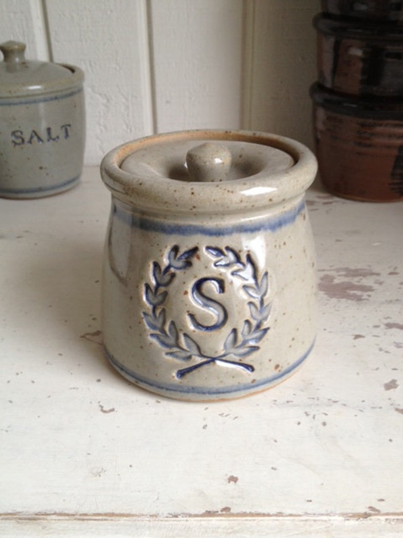 Stoneware Salt Cellar with Lid image 1