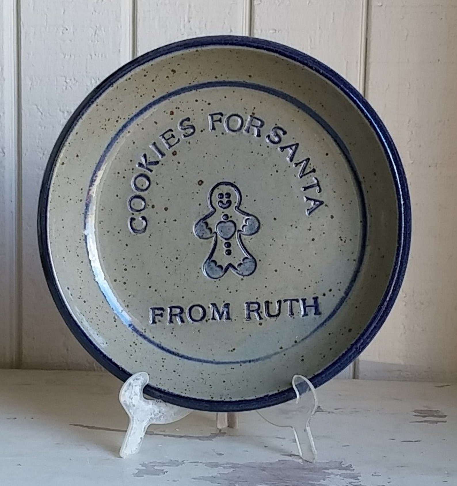 Personalized Stoneware Cookies for Santa Plate Etsy