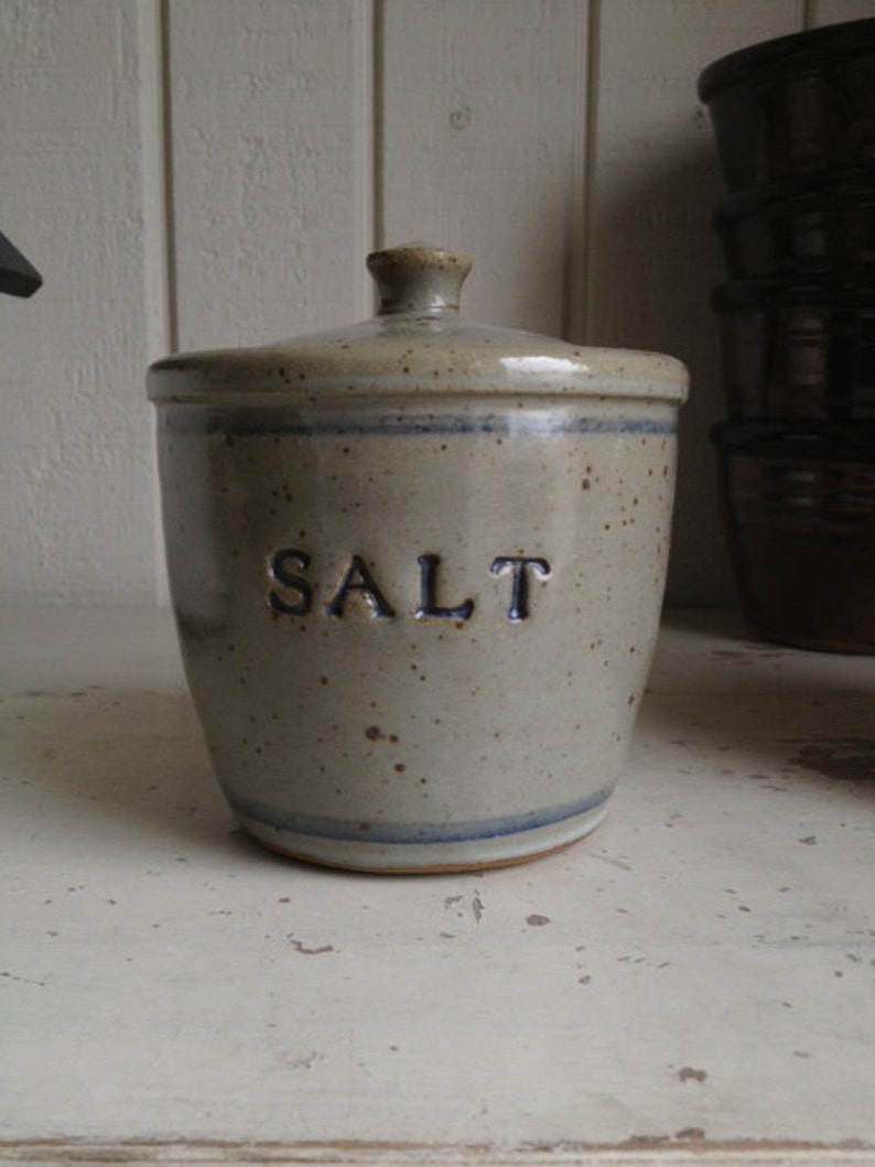 Stoneware Salt Cellar with Lid image 4