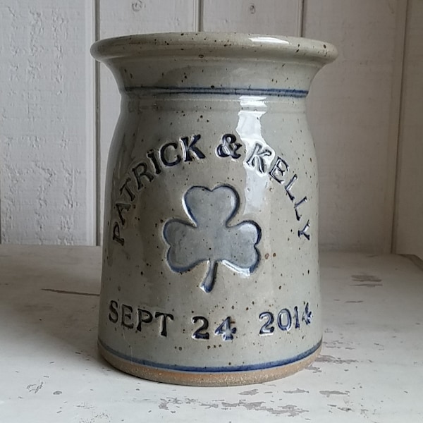 Irish Shamrock Personalized Stoneware Wedding Gift