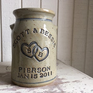 NEW #DoubleHeart logo Personalized Stoneware #Anniversary Crock w/ 2nd Bottom Line