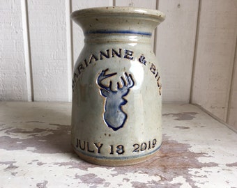Personalized Utensil Holder with Buck Head Design