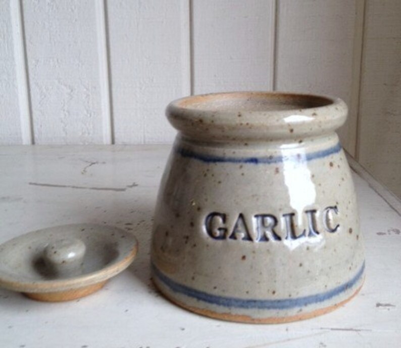 Handmade Stoneware Garlic Keeper With Lid Etsy