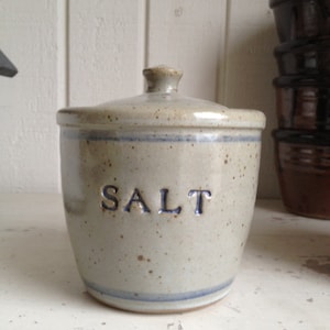 Stoneware Salt Cellar with Lid image 1