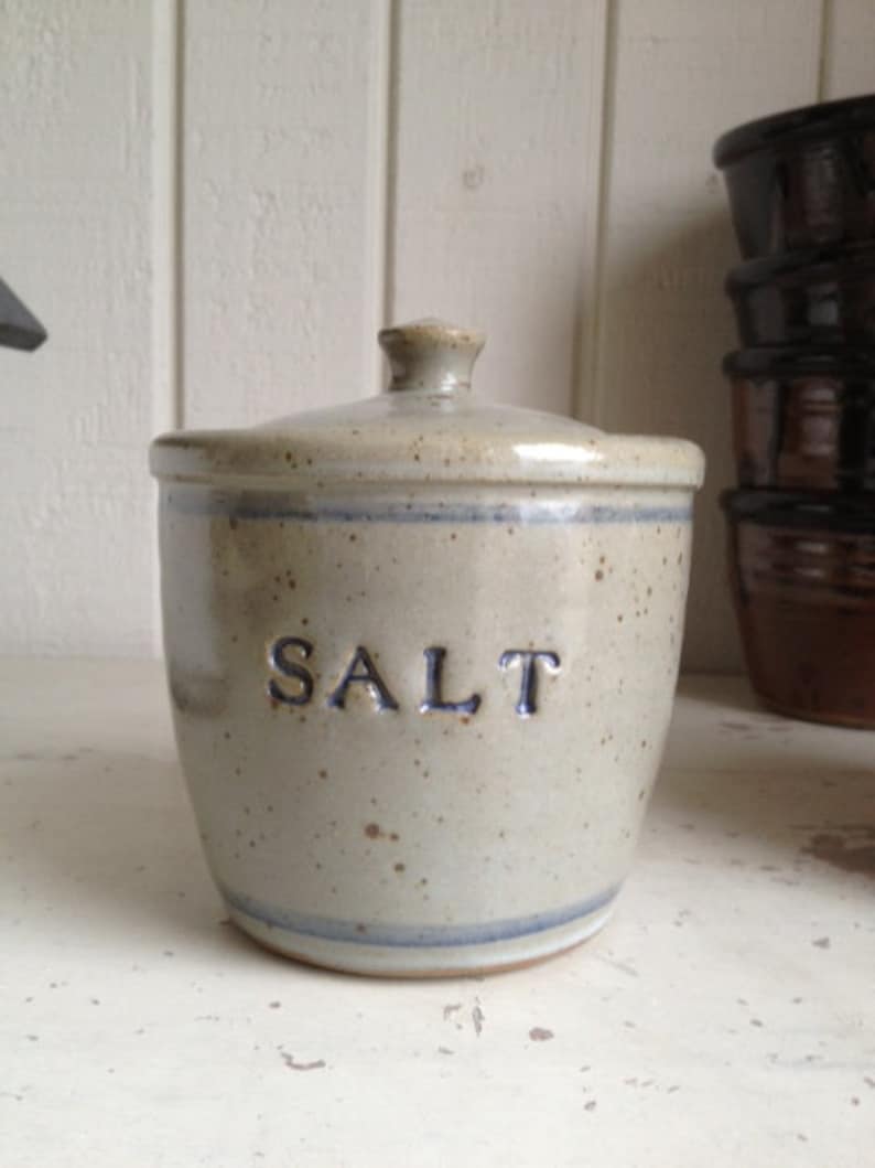 Stoneware Salt Cellar with Lid image 1