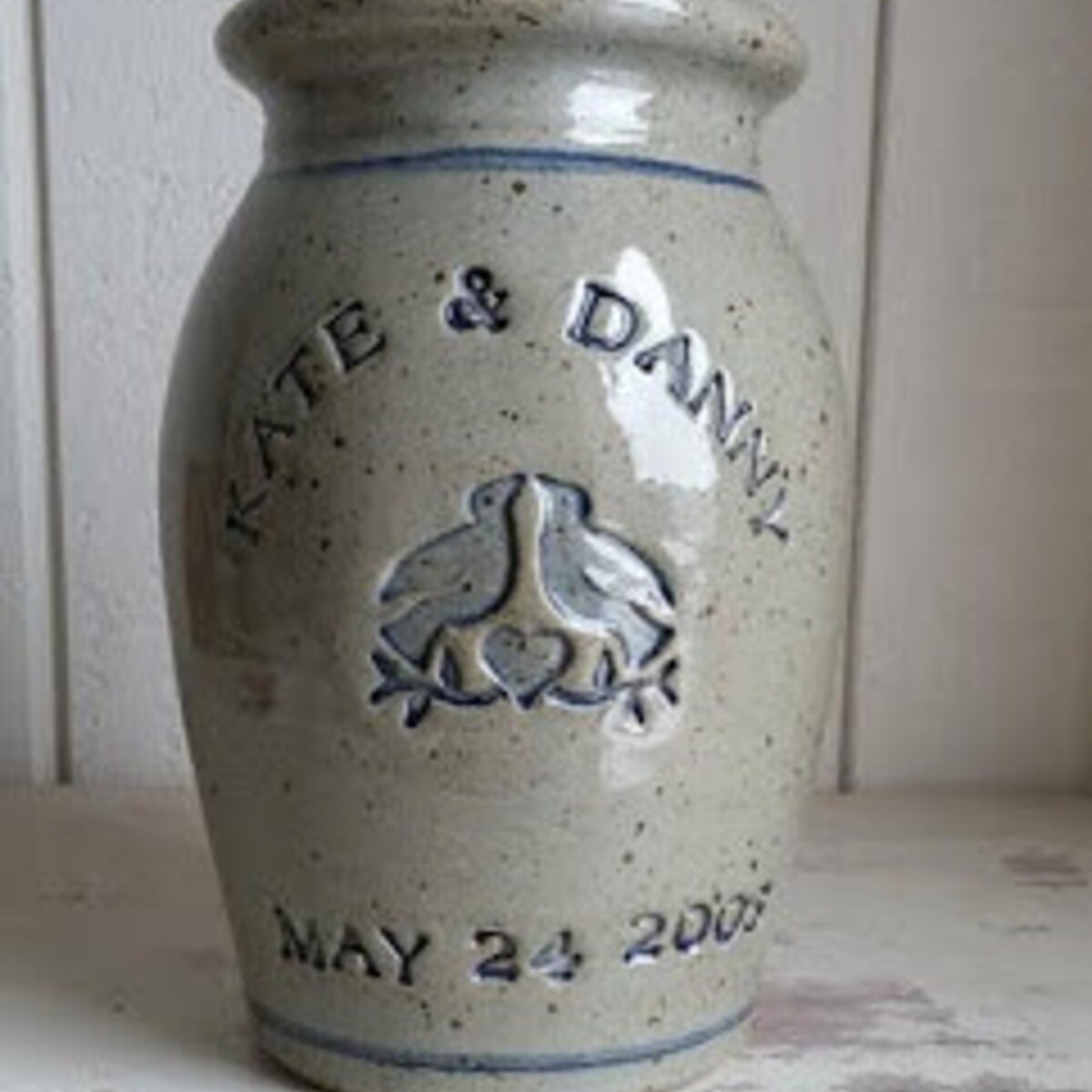 Personalized Stoneware Vase With Lovebirds - Etsy