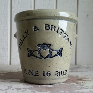 Personalized Stoneware Crock featuring new Claddagh logo