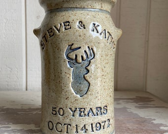 Personalized pottery Stoneware Anniversary Crock w/ 2nd Bottom Line featuring #BuckHead