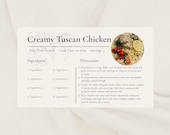 Digital Recipe Card | Editable Canva Template | 6x4 Printable | Instant Download