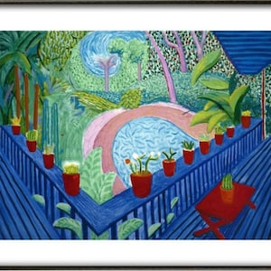 David Hockney, &#39;Blue Garden&#39;, Fine-art-print, verschillende maten