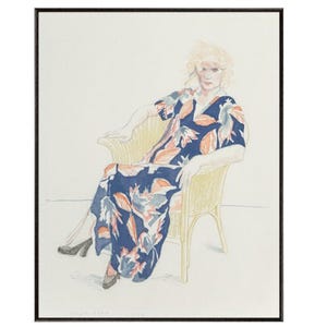 David Hockney, &#39;Celia in a rieten stoel&#39;, kunstprint, verschillende maten