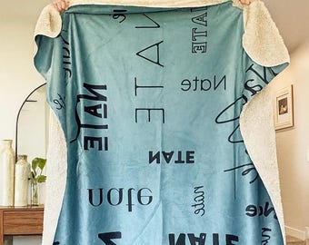 Personalized Name Sherpa blanket for Kids Custom Name Blanket for Newborn Gift Mothers Day Gift Kids Throw Blanket Shower Gift New Baby