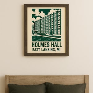 Holmes Hall | Michigan State University | East Neighborhood Dormitory | Digital download Poster 4x6, 5x7, 8x10