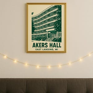 Akers Hall | Michigan State University | East Neighborhood Dormitory | Digital Download Poster 4x6, 5x7, 8x10