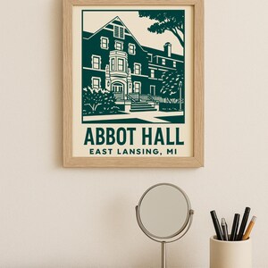 Abbot Hall | Michigan State University | North Neighborhood Dormitory | Digital Download Poster 4x6, 5x7, 8x10