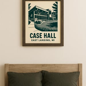 Case Hall | Michigan State University | South Neighborhood Dormitory | Digital Download Poster 4x6, 5x7, 8x10