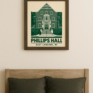 Phillips Hall | Michigan State University | North Neighborhood Dormitory | Digital Download Poster 4x6, 5x7, 8x10