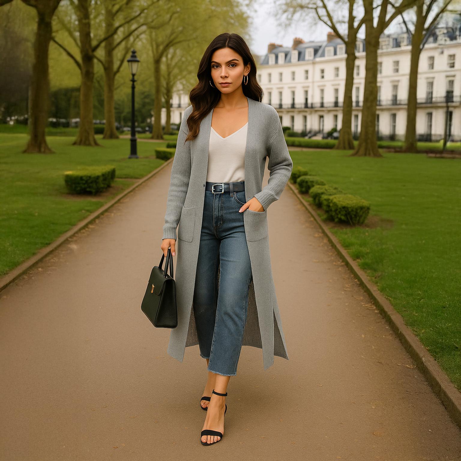 Sequin Open Front Duster Cardigan