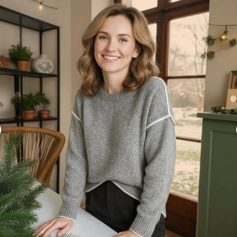 Oversized Cropped Strickpullover: Weicher Italienischer Strick - Relaxed Fit Bild 2