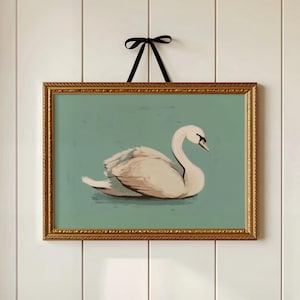 Nursery Wall Art Printable Vintage Nursery Poster Swan Printable Animal Printable Nursery Painting Nursery Painting Whimsical Nursery Decor