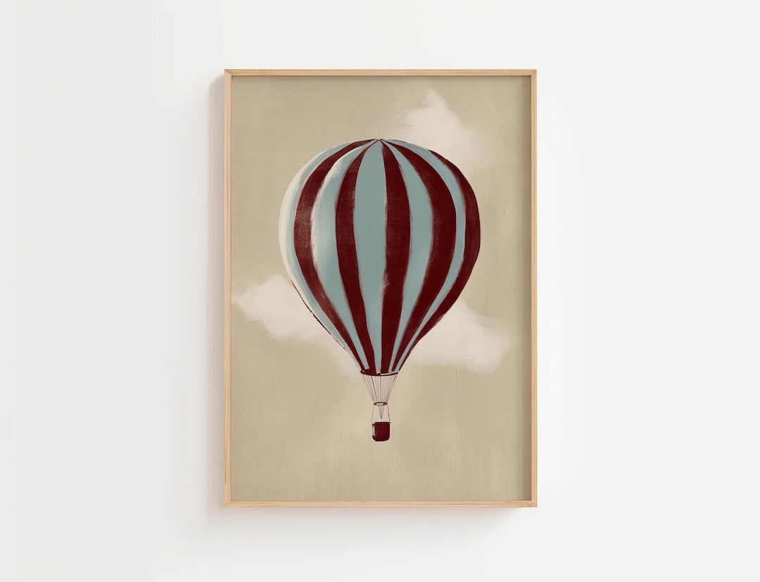 Hot Air Balloon Printable Nursery Wall Art Boys Room Print Vintage ...