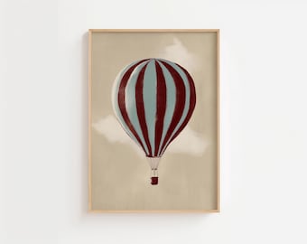 Hot Air Balloon Printable Nursery Wall Art Boys Room Print Vintage Nursery Poster Printable Whimsical Nursery Decor Kids Room Decor Poster