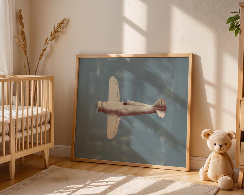 Printable Nursery Wall Art Airplane Printable Vintage Nursery Poster ...