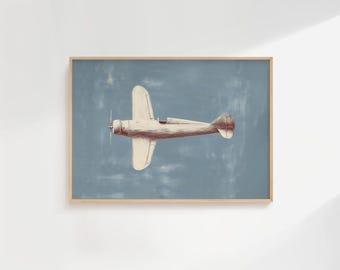 Arte de pared imprimible para guardería, póster vintage imprimible de avión, decoración infantil para habitación de niños, decoración infantil caprichosa imprimible, decoración para habitación infantil